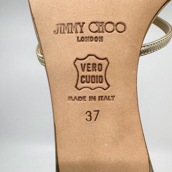 Vintage Y2K JIMMY CHOO ‘Nimbus’ Gold Metallic Kitten Heels - Picture 8 of 11